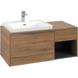 Villeroy & Boch Waschbeckenunterschrank 2 Auszüge 100,0 x 51,6 x 42,3 cm Kansas Oak / Aluminium glänzend