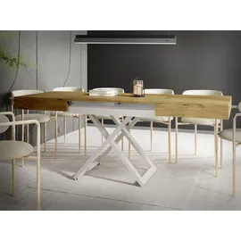 WFL GROUP Cavetta U Braun Eiche 120-200 x 80 x 27-76 cm