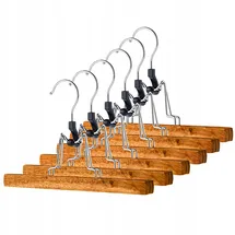 Kadax Hosenbügel aus Holz, Kleiderbügel für Kleidung, Hosen, Rock, Hosenspanner, Rockbügel, Rockspanner, 360°drehbarer Haken aus Metall, rutschfest, Klemmbügel, platzsparend (6)