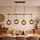 GLOBO LED Hängelampe 4-flg. 140 cm rund schwarz/holz