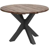 Ambia Garden Gartentisch, Akazie, Holz, Metall, Akazie, Schichtholz, rund, X-Form, 120x76x120 cm, FSC 100%, Gartenmöbel, Gartentische, Gartentische