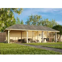 Palmako Pavillon Bianca 24,9 m2 Set 218 Slide - 28 mm - hellbraun tauchgrundiert