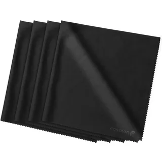 Fosmon – 4 Große Mikrofasertücher (40x40 cm) – Brillenputztücher für Brillen, Bildschirme, Tablets & Gläser – Set mit 4 Schwarzen Tüchern