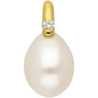 Ketten-Anhänger ADELIA ́S "585 Gold Anhänger mit Diamant und Süßwasserperle" Schmuckanhänger Gr. 0.030 ct VVS = sehr sehr kleine Einschlüsse mit Brillant, Gelbgold 585, goldfarben (gold) Damen 585 Gold mit Diamant und Süßwasserperle Goldschmuck für