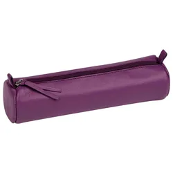 Clairefontaine 8x Runde Schlampermäppchen, gefärbtes Leder, Ø 5,5x22 cm, Sortierung Dunkle Farben - 410193C