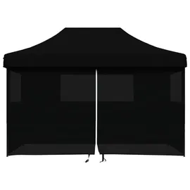 vidaXL Partyzelt Faltbar mit Seitenwänden Schwarz 3 x 6 m