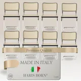 Haris Børn® Design Freischwinger Stühle Wiener Geflecht (8er Set) – handgefertigt in Italien – Rattanstühle Buche – Esszimmerstühle zeitlos, bequem & stabil - 30 Tage risikofrei testen