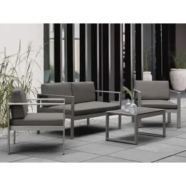 Beliani SALERNO Gartensofa Loungemöbel grau/silber