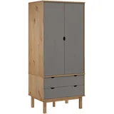 vidaXL Kleiderschrank Garderobenschrank Garderobe Schlafzimmerschrank Hochschrank Holzschrank Schrank Braun Grau 76,5x53x172cm Massivholz Kiefer