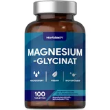 Magnesium Glycinat Hochdosiert 1000mg | 100 vegane Tabletten | Magnesium Bisglycinat liefert 200 mg elementares Magnesium | von Horbaach