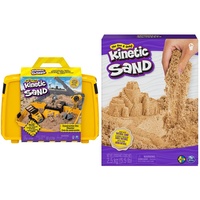 Kinetic Sand Baustellen Koffer - mit 907 g magischem Schweden, Baustellenfahrzeug und Zubehör für Indoor-Sandspiel, ab 3 Jahren & - original magischer Schweden, naturbraun, 2,5 kg, ab 3 Jahren