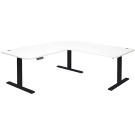 Mendler Eckschreibtisch HWC-D40 Schwarz / Weiß