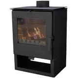 Kaminofen ALAZ K5S Schwarz 6 kW, Kamin Heizofen Dauerbrandofen Holzofen, Кaminholz Hüttenofen, Кaminfeuer, Briketts kamin, Fireplace wood - Schwarz