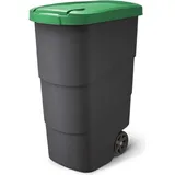 Prosperplast Wheeler 90L Müllbehälter mit Rädern und Deckel Mülltonne Müllgroßbehälter Großmülltonne Universaltonne Kunststoff Grün - Schwarz/Grün
