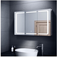 SONNI Badezimmerspiegelschrank »Badezimmerspiegelschrank mit beleuchtung, 105 cm x 65 cm,« LED, mit Touch und Steckdose, Edelstahl, 3 türig, mit 2/3 Fächern