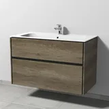 Sanipa Keramik-Waschtisch-Set mit Waschtischunterschrank „Twiga“ 99 × 50 × 61 cm in Eiche Nebraska, ohne Beleuchtung
