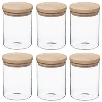 Wellhome Set mit 6 Gläsern aus Glas und Holz transparent 600 ml