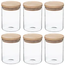 Wellhome Set mit 6 Gläsern aus Glas und Holz transparent 600 ml