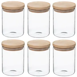 Wellhome Set mit 6 Gläsern aus Glas und Holz transparent 600 ml