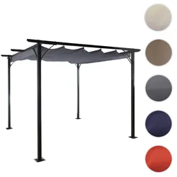 Pergola HWC-C42, Garten Pavillon, stabiles 6cm-Gestell + Schiebedach ~ 3x3m grau