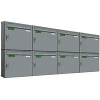 AL Briefkastensysteme Basic 8er Briefkasten Weiss Aluminium