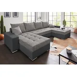Collection AB Wohnlandschaft »XL-Josy U-Form, Breite 313 cm, Kunstleder-Mix, Microfaser«, inkl. Bettfunktion, Bettkasten, mit 4 gleich großen Rückenkissen, schwarz