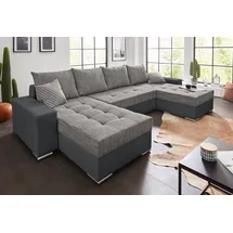 Collection AB Wohnlandschaft »XL-Josy U-Form, Breite 313 cm, Kunstleder-Mix, Microfaser«, inkl. Bettfunktion, Bettkasten, mit 4 gleich großen Rückenkissen, schwarz