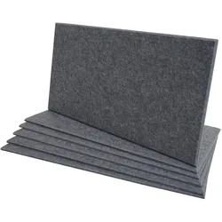 6er-Set Akustikwandpaneel MCW-L52, Wandpaneele Akustikplatten, schalldämmend 1qm Fläche 60x30cm ~ grau