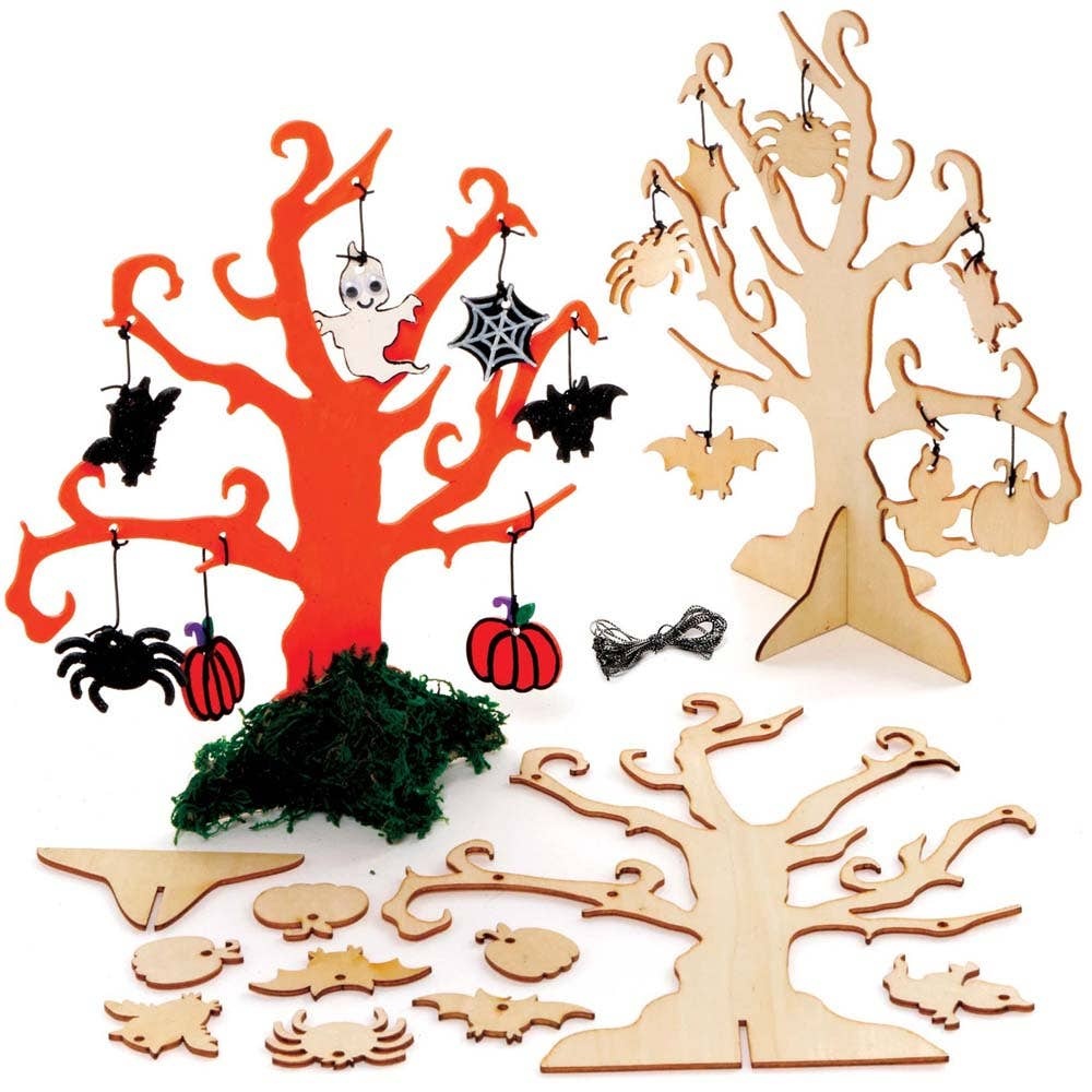 Gruseliger Baum Holzbastelset (2 Stück) Halloween-Basteleien