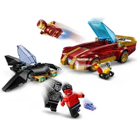 LEGO Marvel Iron Man Auto und Black Panther vs. Red Hulk - Superhelden Spielzeug mit 3 Minifiguren - Inkl. Flugzeug mit Shootern und Dum-E Figur - Geschenkidee für Jungen und Mädchen ab 7 Jahren 76310
