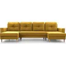 moeblo Wohnlandschaft CARL U – Eckcouch aus Cordstoff Ecksofa U-Form Cord Sofa Couch Polsterecke U-Sofa mit Bettkasten und Schlaffunktion (BxHxT)... - Gelb