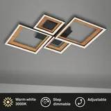 Briloner Leuchten - Deckenlampe LED, Stufenweise Dimmbar, schwenkbare Deckenleuchte LED, LED Frame, Hinterschnitt, Schwarz-Holz, 530x530x80 mm, 3727-015