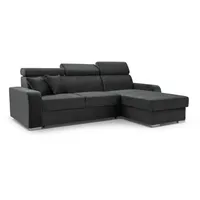 Furnix Ecksofa FRUSCCIO modernes Sofa in L-Form mit Schlaffunktion und Bettkasten, verstellbare Kopfstützen grau