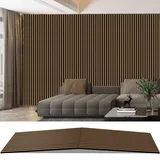 AKK-PANE Akustikpaneele Holz 240x60cm,1,44m2 - Faltbar 3D Wandpaneele Holz, Akustik Paneele Wand für Küche, Wohnzimmer, Büro, Umweltfreundlich Holzpaneele Wand mit Schalldämpfung (Dunkle Walnuss 5#)