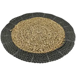 OIO NATURA Set mit 2 individuellen Teppichen aus Raffia in 2 Farben, Ø 38 cm