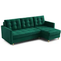 FurMeb24 - Ecksofa DIVO L - Skandinavisch , Sofa mit  2 Bettk€sten und Schlaffunktion  - KRONOS 19 - Grün