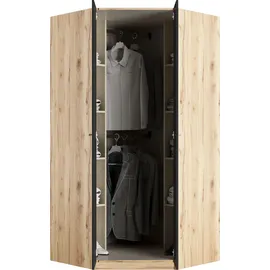 Priess Eckkleiderschrank PRIESS "Barcelona Kleiderschrank Ecklösung Raumwunder", schwarz (astkernbuche, schwarz), B:95cm H:193cm T:95cm, Holzwerkstoff, Schränke, Eckkleiderschrank, in 2 Tiefen Schrank Eckschrank Garderobe
