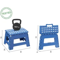 ARREGUI TB-022-A Kleiner Klapphocker, Falthocker, Tragbarer und Faltbarer Klapphocker, 150 Kg Belastbarkeit, Hocker für Küche, Bad, 22 cm hoch, Blau