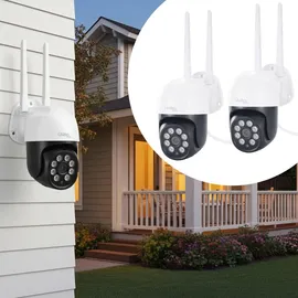casativo-tech 2er-Set WLAN Outdoor Überwachungskamera 2K Weiß