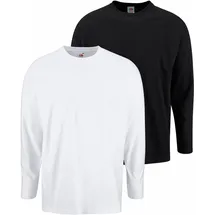 FRUIT OF THE LOOM Langarmshirt Packung, 2 Stk. aus reiner Baumwolle, 2-er Pack Gr. S (44/46), weiß, schwarz, , 477374-S