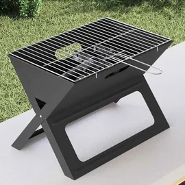 vidaXL Holzkohlegrill Faltbar schwarz