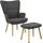 otto home Ohrensessel OTTO HOME "PERHAM, Sessel mit Hocker im Set, Knopfheftung, Massivholz-Füße", grau (anthrazit), B:68cm H:99cm T:73cm, metal frame, plywood, foam, fabric, rubber solid leg, Sessel, Ohrensessel, komfortabler Relaxsessel und Sitz-Hocker mit