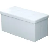 Intirilife Sitzbank 78x38x38 cm in OPALIN Weiss - Sitzwürfel mit Stauraum und Deckel aus Kunstleder mit Polsterknöpfen