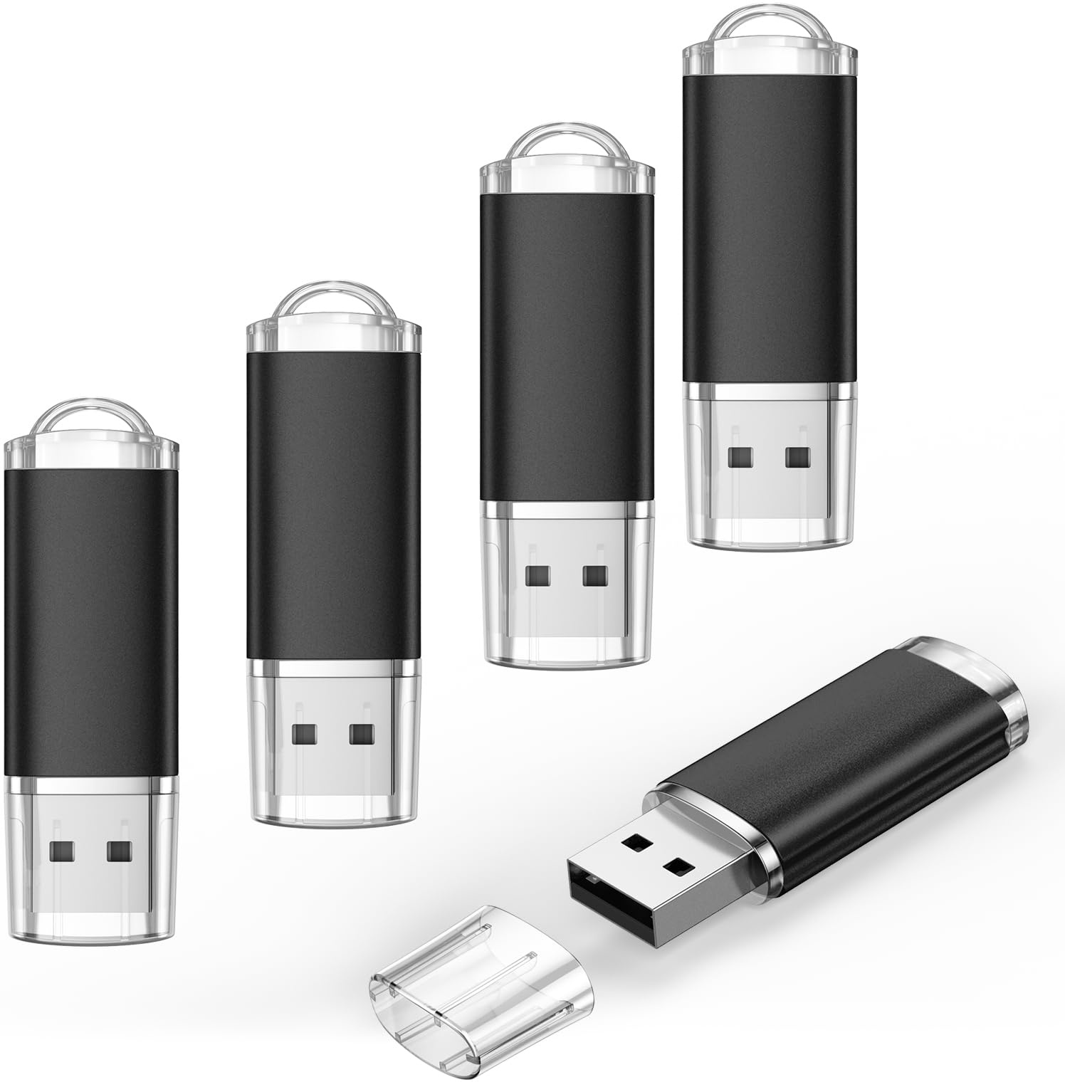 1GB USB Flash Laufwerk 5 Stück Speichersticks - Mini Metall USB 2.0 Stick 1 GB 5er Pack Tragbar Billige Pendrive - Schwarz Externe Geräte Datenspeicher für Firma Werbung von Datarm