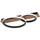 SellTec LED Deckenleuchte 53x31cm Holzoptik Ring Holdekor schwarz warmweiß Licht