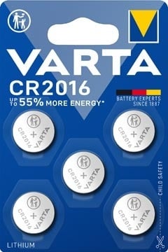 VARTA Knopfzellenbatterie Electronics CR2016 Lithium 5er-Pack