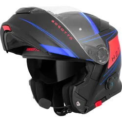 Bogotto H271 Taog Bluetooth Klapphelm, schwarz-rot-blau, Größe L für Männer