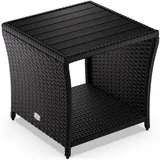 CASARIA Casaria® Polyrattan Beistelltisch mit WPC Tischplatte 45x45x40cm 80kg Belastbarkeit Wetterfest Outdoor Garten Terrasse Balkon Tisch Gartenmöbel Schwarz
