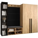 ABIKS MÖBEL Garderoben-Set MIRO Set 4, Garderobe mit gepolsterten Paneelen, Modern Design schwarz