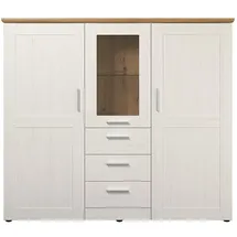 trendteam Wohnen Highboard Shade weiß Pinie Nachbildung Eiche Artisan Nachbildung B/H/T: ca. 159x140x41 cm - weiß,